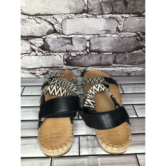 Frye & Co Kole White Black Asymmetrical Espadrilles Sandals Women Sz 8.5M US/39 - Picture 12 of 16